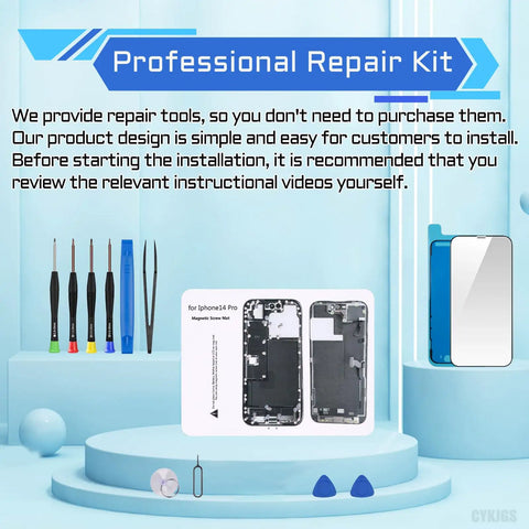 iPhone 14 Pro Screen Replacement Kit With Proximity Sensor Earspeaker Flex Cable 6.1 Inch Display DIY Tools Included