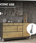 Galvanized Sliding Door Rollers And Quiet Caster Wheels For Barn And Wardrobe Doors smooth glide on a stylish modern dresser.