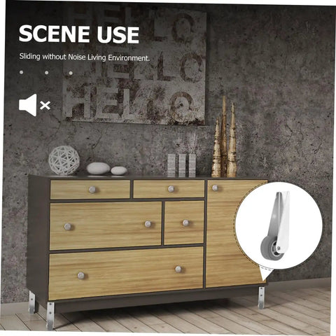 Galvanized Sliding Door Rollers And Quiet Caster Wheels For Barn And Wardrobe Doors smooth glide on a stylish modern dresser.