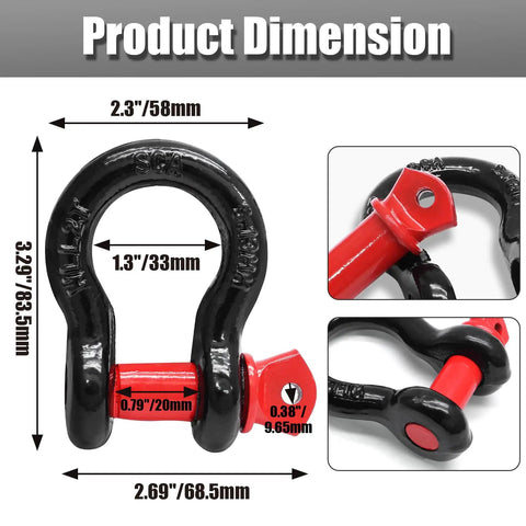 Rugged Half Inch D Ring Shackles With Screw Pin Zinc Plated Rustproof Build 2 Pack Of Heavy Duty Towing Hardware dimensions 2.3x2.69 inches