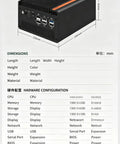 Intel Alder Lake N150 Firewall Mini Pc with ports and specifications detail for home lab router or NAS server.