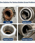 Professional Grade Heavy Duty Broken Pipe Extractor Tool Rips Out Stuck Rusted Threaded Fittings Quick No Sweat Saves Time On Faucet And Angle Valve Jobs Half To Full Inch Compatible - Showing rusted, broken, stripped and damaged pipes.