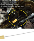 Timing Chain Locking Wedge Tool For Ford 5.4L 4.6L 3V Engines inserted in engine for camshaft and cam phaser maintenance.
