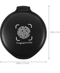 Dual Pack Portable Fingerprint Ink Pad For Secure Identity Checks And Legal Documents Featuring Fast Drying Dark Formula With Pro Grade Sponge Base, round black pad showing dimensions.