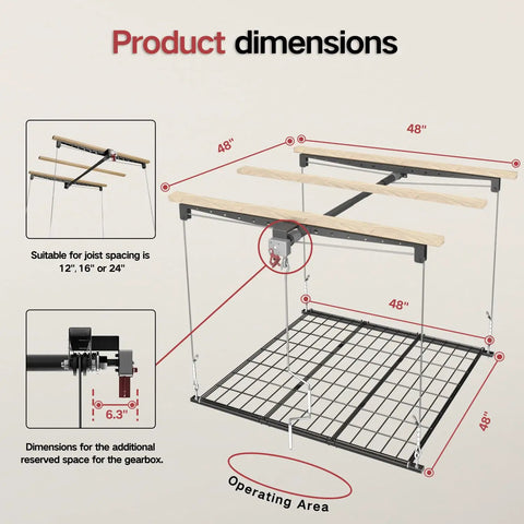 Heavy Duty Overhead Garage Storage Rack For 10 To 12 Ft Ceilings With A Slick Drop Down Release And Rock Solid Safety Locks 4X4 Foot Ceiling Loft Organizer 250 Lb Capacity Max Out Your Space