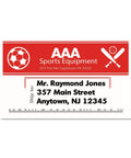 Ultra Fast Network Label Printer With Bluetooth And Ethernet Wireless Connectivity Slick Monochrome Printing Up To One Hundred Ten Labels Per Minute label showing shipping details for AAA Sports Equipment.