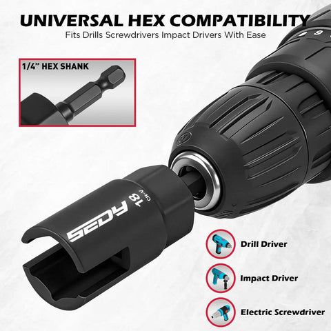 Five Piece Wing Nut Driver Set With Magnetic Aluminum Storage Rail Includes 10mm 12mm 14mm 16mm 18mm Metric Sizes And Quarter Inch Hex Shank Bits A Handy Pro Grade Kit shown with drill driver