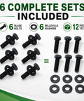 Six Sets Blade Bolts And Belleville Washer Kit For Mower Blade Replacement, 12 Pieces Total, Great Value Replacement For Toro Exmark TimeMaster Recycler, 7/16-20 Thread; 6 bolts, 6 washers
