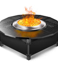 Beefy 40 Inch Fire Pit Surround Tabletop For Solo Stove Bonfire And Ranger Wood Burning, Powder Coated Steel, 24 Inch Inner Diameter