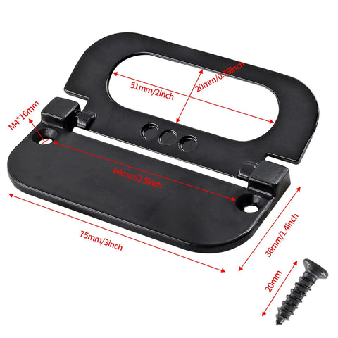 Four Pack Modern Hidden Recessed Door Pull Handles In Black Zinc Alloy showing dimensions and mounting screw for cabinets