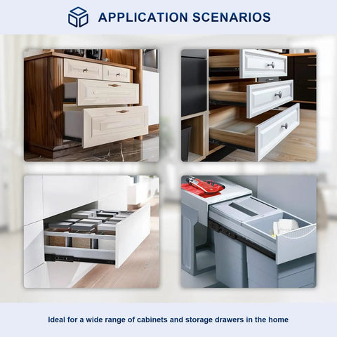 Application scenarios for Pair Of 24 Inch Soft Close Drawer Slides With Ball Bearing Full Extension For Dresser Drawers Side Mount Heavy Duty Black Glides For Smooth Quiet Opening And Closing