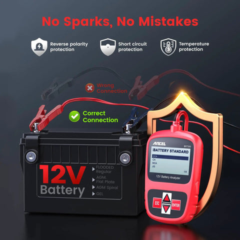 BST200 12V Car Battery Tester With Beefy Clamps, 100-1100 CCA Digital Battery Analyzer For Cars, Trucks, SUVs, Motorcycles, Boats And Marine Vehicles Today. 12V battery tester with clamps