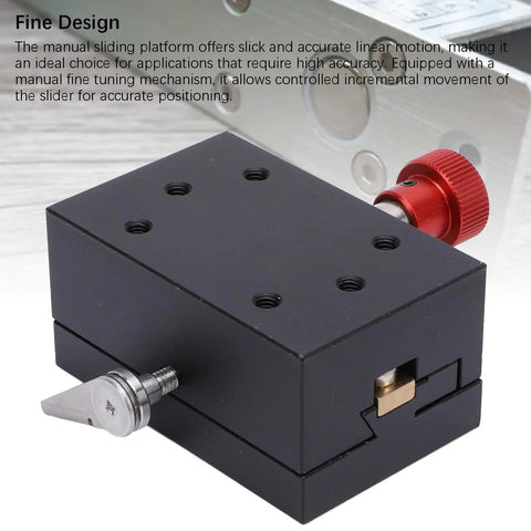 40mm Travel Dovetail Slide With Gear Rack And Pinion Manual Fine Adjustment Slim Aluminum Alloy Built For Tight Spaces Precision Slide For Small Machinery And Everyday Use, black manual slide with red adjustment knob