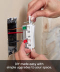 Lever Edge 15 Amp 3 Way Rocker Switch White With Fast Wire In Push In Terminals Color Coded Lever Connections Works With 12 And 14 AWG Copper Wire Easy Secure Connection For Home Electrical Wiring installed in wall box