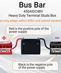 Kickass Heavy Duty 450A 48V DC Bus Bar Kit Two Pack Positive And Negative Power Distribution Blocks with labeled terminals.