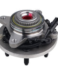 Front Wheel Hub And Bearing Assembly 515046 For 2004-2005 Ford F-150 4WD Heritage 6-Lug With ABS visible with bolts and sensor