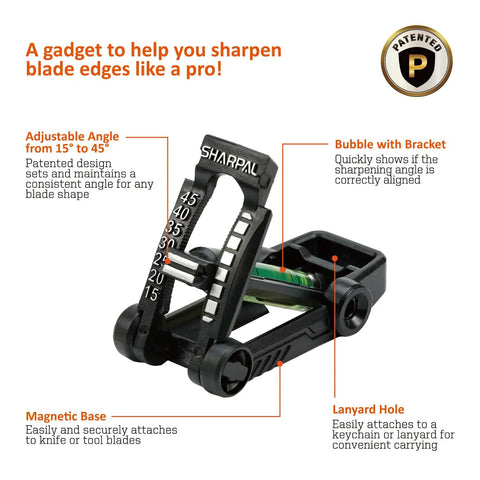 194H Whetstone Knife Sharpener with Angle Guide showing adjustable angle settings from 15 to 45 degrees, magnetic base visible.