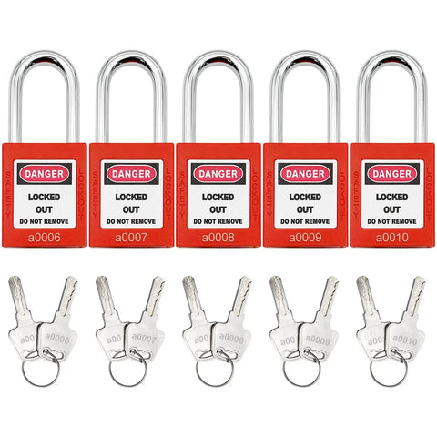 Key Alike Lockout Tagout Padlock Set Of 10 With Identical Keys And Two Keys Per Lock For OSHA Compliant Lockout Tagout Stations