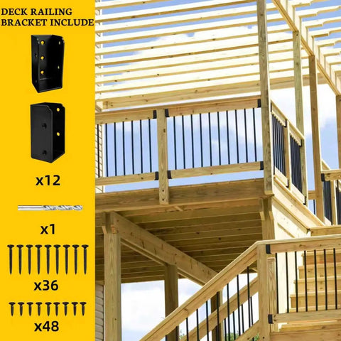 Sturdy U Shaped Deck Railing Bracket Connectors For 2x4 Lumber Actual 1.5x3.5 Inches Black Powder Coat 12 Pack For Wood Fences Pergolas And Log Cabins