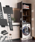Hidden Pocket Door Slide Hardware Kit 2 Pack 12 Inch for inset cabinets displayed near open cabinet with washer