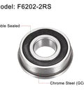 F6202-2RS Flanged Ball Bearing 15x35x11mm Double Sealed Chrome Steel ABEC1 Set Of 4 High Load Low Noise Bearings For Machinery RC Cars DIY Projects And Equipment Maintenance