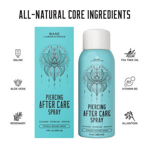 Piercing Aftercare Spray Isotonic Saline Cleanser For New And Existing Piercings 4 Oz Soothes Irritation Bumps And Keloids On Ears Nose Belly Button And Tattoos Wound Wash Gentle Hydration, 4 oz bottle and box