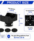 Diagram of 2-In-1 Bottle Jack Adapter Kit with Beefy 12-Ton Steel Saddle, shows dimensions and shim spacers for precise contact