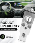 Universal Car AC Expansion Valve For Efficient Cooling Heat Resistant Metal Replacement Rust Proof Air Conditioning Valve System Accessory Fits Most Rides Silver with car interior background