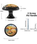 Laid Back Coastal Sunset Beach Shell Cabinet Knobs Four Pack For Kitchen And Bathroom Hardware, 1.37 inch, stained glass, nautical design.