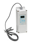 Gray one-stage refrigeration electronic temperature controller with IP67 sensor and cable, for non-condensing environments.