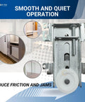 Front view of Premium 1-7/16 Inch Nylon Flat Edge Closet Door Roller Assembly for Steel Framed Mirror Doors featuring durable nylon wheel.