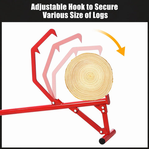 51 Inch Timberjack Adjustable Log Lifter And Heavy Duty Steel Log Roller Cant Hook Tool With 11 Inch Non Slip Grip Handle holding a log