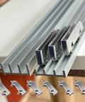 Beefed-Up Three Track Sliding Door Rail System With Six Pulleys for wardrobe closet and display cabinet in durable aluminum alloy hardware kit