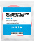 Packaging of 2-Pack Flush Valve Seal Kit For Mansfield 210 And 211 Toilets, Red Round Rubber Gasket, 630-0030 Equivalent