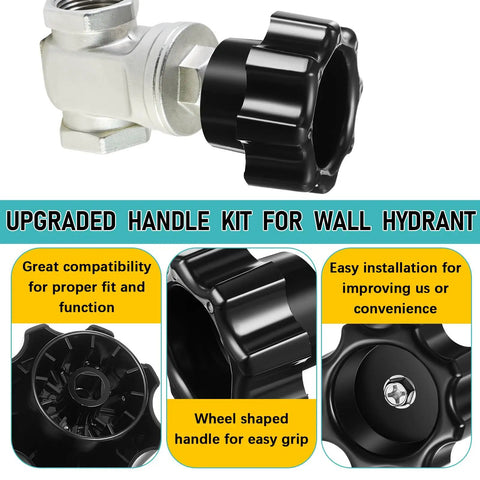 2 Pack Wall Hydrant Handle Kit For Outdoor Faucets Replacement Wheel Shaped Knob With Stainless Self Tapping Screws, Fits Mansfield 500 400 300 6307965, No Fuss Easy Install, Durable Outdoor Water Part Kit