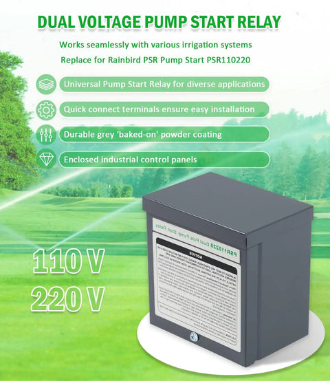 Universal Dual Pole Pump Start Relay 110V 220V Replacement For Irrigation Systems And Water Pumps 24 VAC Compatible PSR110220 Ready Plug And Play Easy Install Reliable Performance