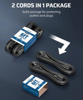 Heavy Duty 6ft Weatherproof Extension Cord 14 3 SJTW Indoor Use 3 Prong Power Cable Black ETL Listed 2 Pack packaging