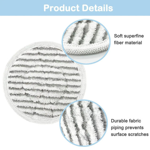 Close-up of Ten Pack Replacement Steam Mop Pads For S7001 S8201 S7000AMZ S8001 made of soft superfine fiber material