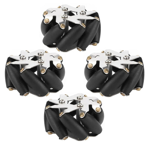 Beefy 48mm Steel Mecanum Omni Wheels Set For Robot Car Left And Right 8 TPR Rollers Per Wheel 3kg Load Capacity Durable Drive Wheels.
