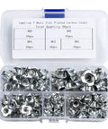 90 Piece Four Prong Tee Nuts Set Zinc Plated Steel For Woodworking And DIY Projects with sizes M3 M4 M5 M6 M8 in storage box