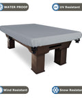 Heavy Duty Outdoor Pool Table Cover With 18 Oz Cover Tuff Waterproof Fabric Weatherproof For Extreme Conditions Fits 96In Wide By 48In Deep By 8In High Pool Table Gray
