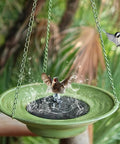 Solar Powered Hanging Bird Bath Fountain With Metal Bowl Bubbler For Outdoor Gardens And Patio Decor 30 Inch High Bird Water Feature Sun Driven Water Sprayer That Attracts Birds And Adds Yard Vibes