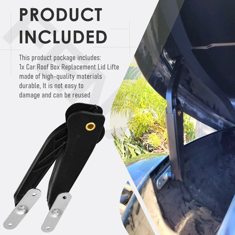 Premium Roof Box Lid Lifter Replacement Hinge For Thule Ascent Pulse Atlantis Hyper Cargo Carrier shown installed on cargo box.
