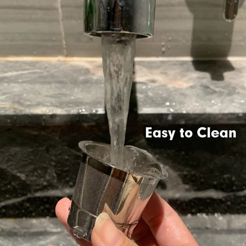 Stainless Steel Reusable Coffee Filter For Ninja And Most Coffee Makers Includes Four Cone Filters And Reusable K Cup Pods 304 Stainless BPA Free being washed