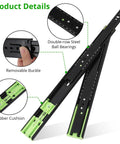 Heavy Duty Drawer Slides 14 Inch Full Extension Side Mount 100 Lb Per Pair Ball Bearing Steel Rails shown with removable buckle and rubber cushion