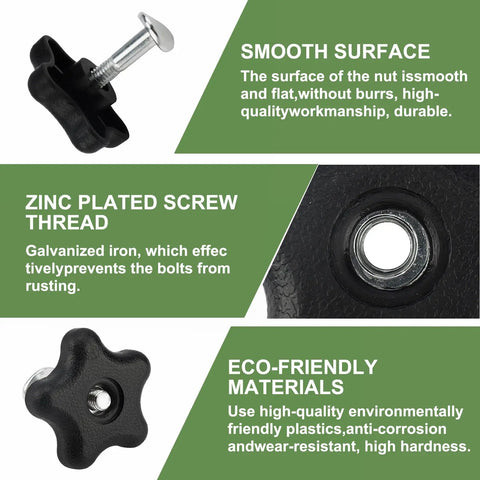 Two Piece Handle Knob And Screw Bolt Washer Replacement Kit For Lawn Mowers And Snow Blowers featuring smooth surface and zinc plated thread.