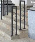 Rock Solid Heavy Duty U Shaped Stair Handrail For Steps Indoor Outdoor Decorative Metal Railing with stylish design on stone steps.