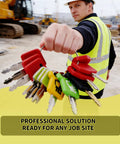 Pro Grade Heavy Equipment Keys Master Set for Construction Machines Ignition Keys held by worker on site.