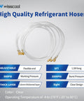 WISSCOOL 1/4 in refrigerant charging hoses, clear, set of 3, 5 ft long with brass flare fittings.