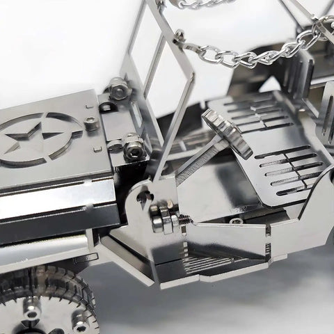 3D Metal Car Puzzle Model Kit With Mechanical Iron Blood Design, Dope DIY Buildable Vehicle For Adults Teens Men And Women, stainless steel close-up